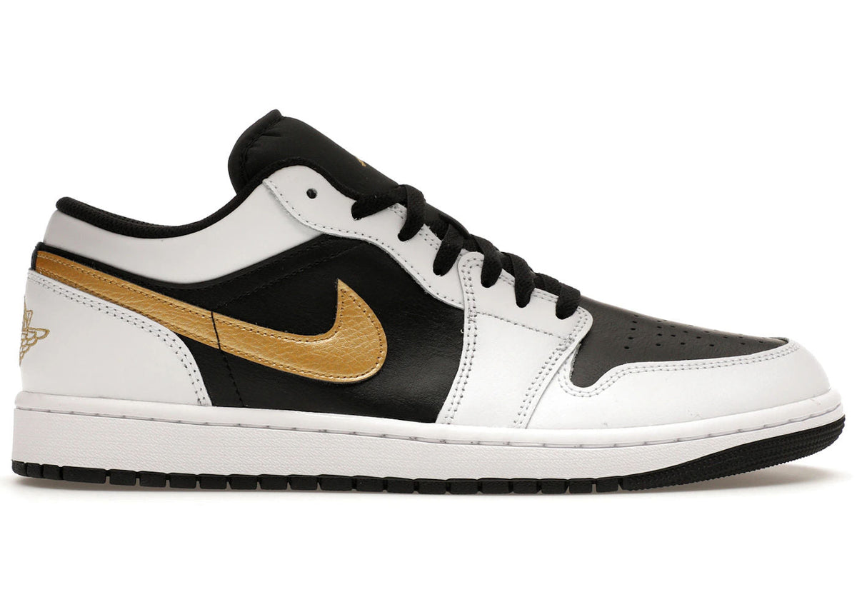 Jordan 1 Low White Black Metallic Gold Swoosh - Preowned