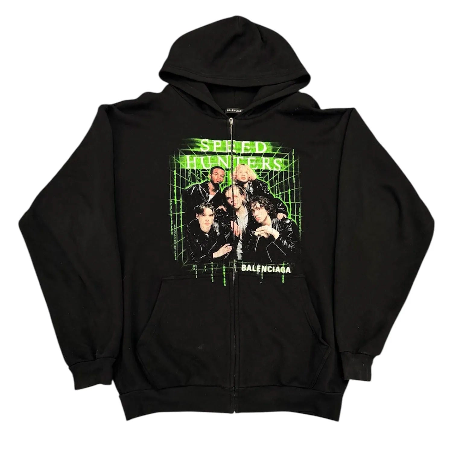 Balencaiga Speedhunters Oversized Zip Up Hoodie (Black) - Preowned