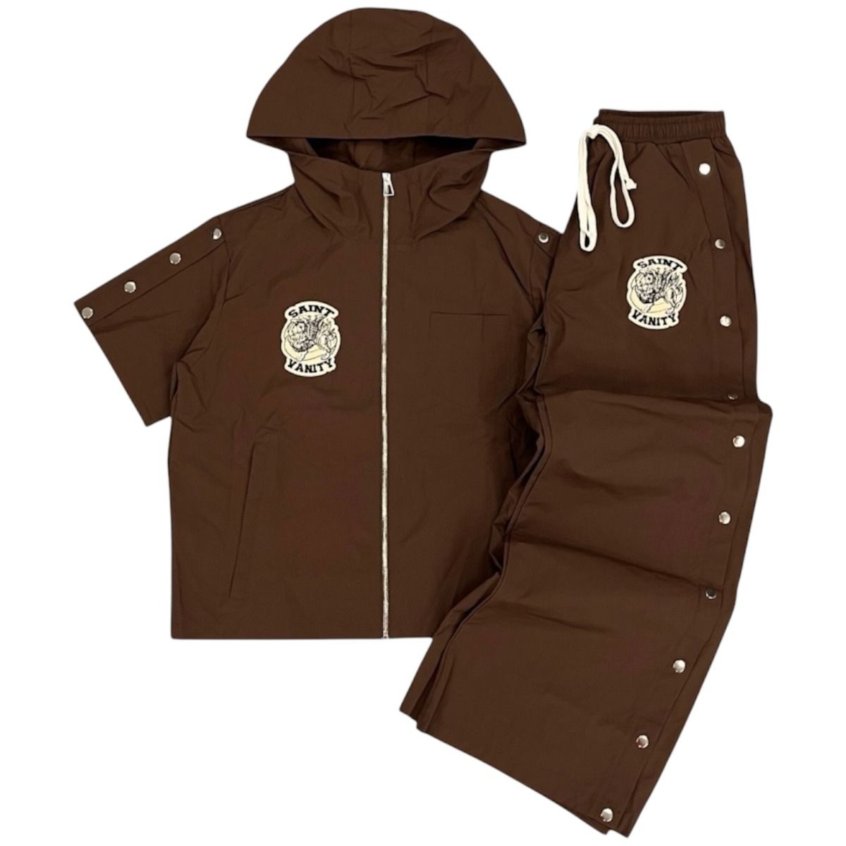 Saint Vanity Nylon Hooded Tracksuit (Brown)