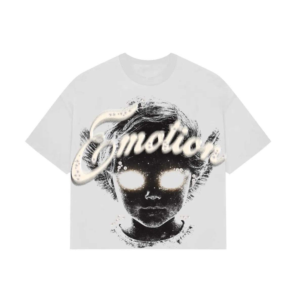 Mixed Emotion Pearl Cropped Tee (White) - Preowned