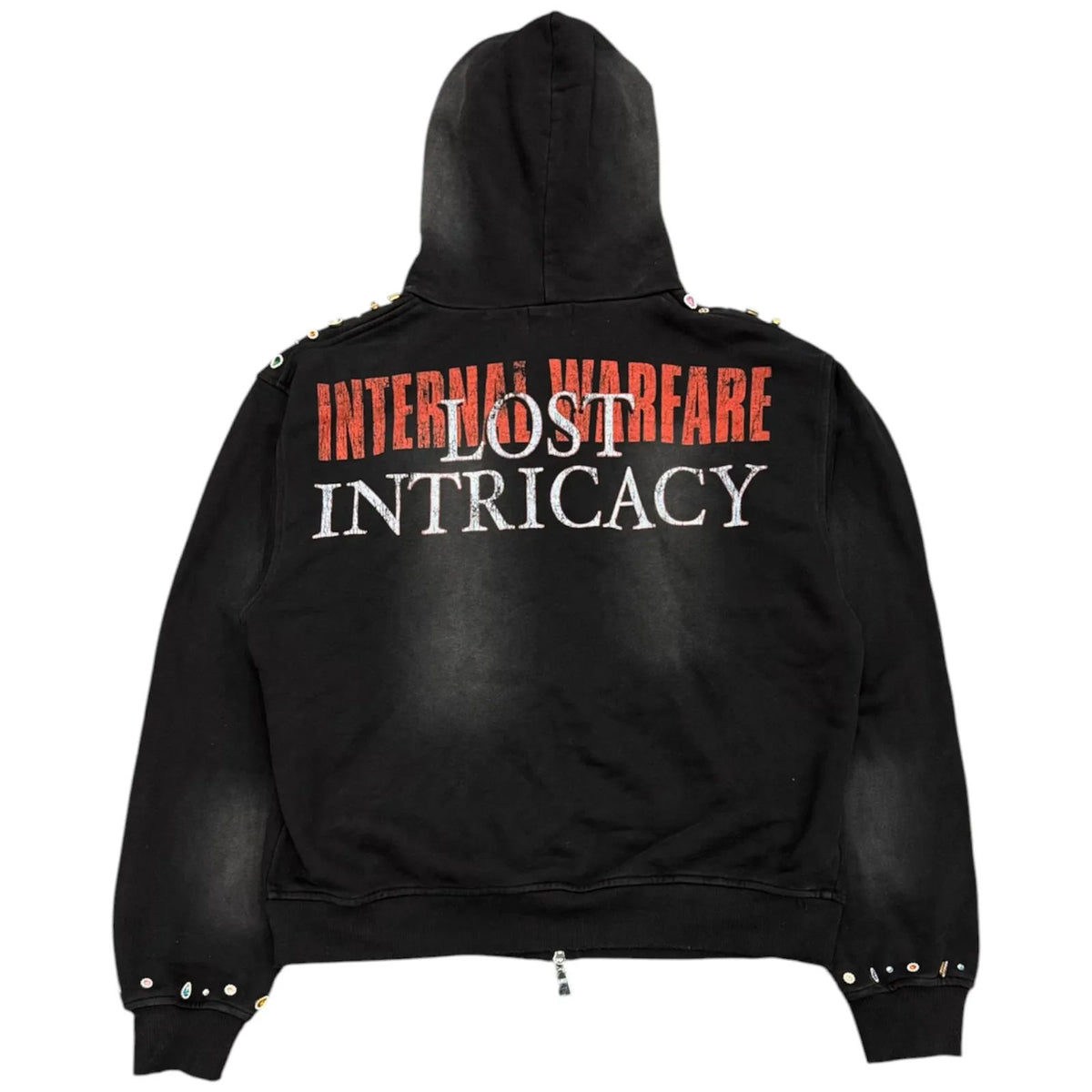 Lost Intricacy Front Page Mag Zip Up Hoodie (Black) - Preowned