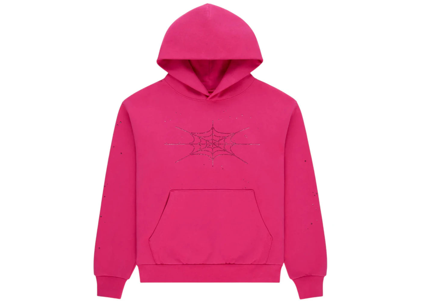 Sp5der Rhinestone Silk Hoodie Pink