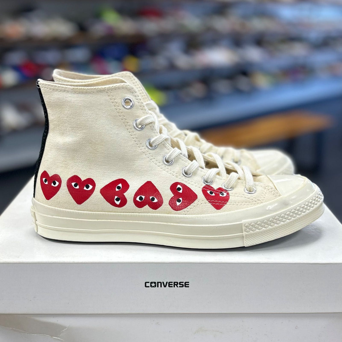 Converse Chuck Taylor All Star 70 Hi Comme des Garcons PLAY Multi-Heart White - Preowned