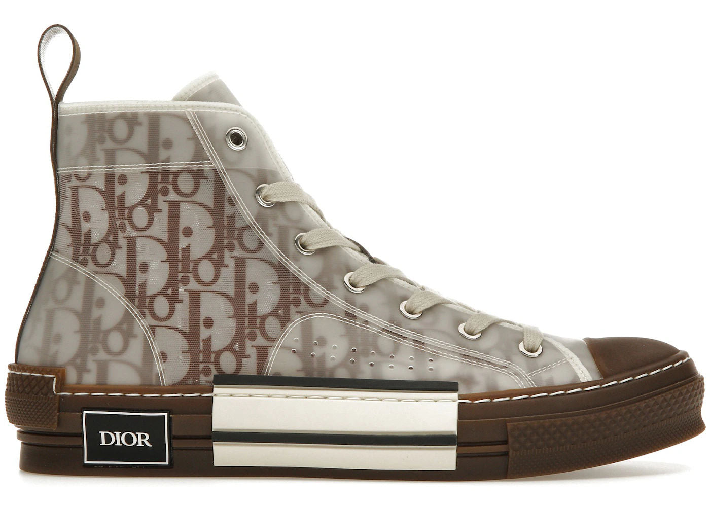 Dior B23 High Top Coffee White Dior Oblique - Preowned