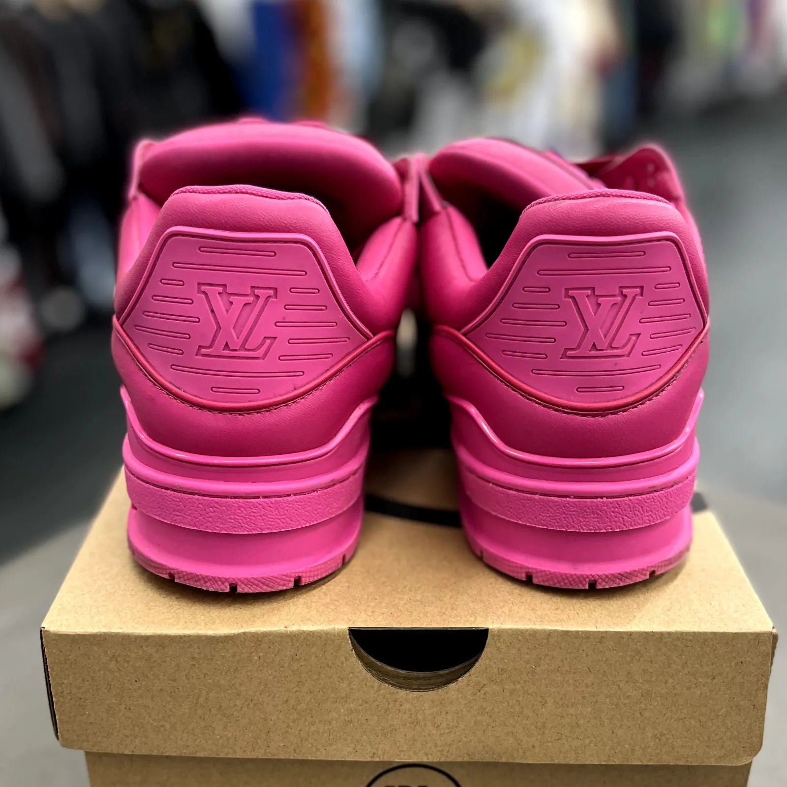 Louis Vuitton LV Calfskin Trainer Sneakers Fuchsia - Preowned