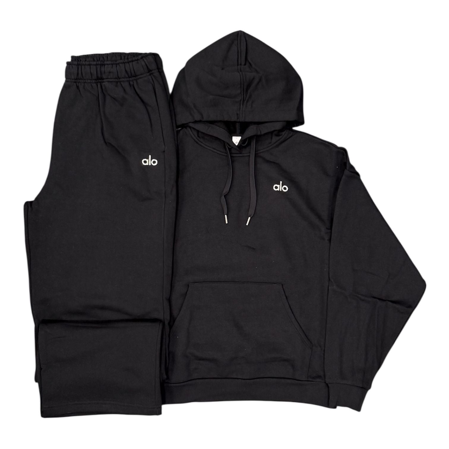 Alo Accolade Pullover & Accolade Straight Leg Sweatpants Set (Black)