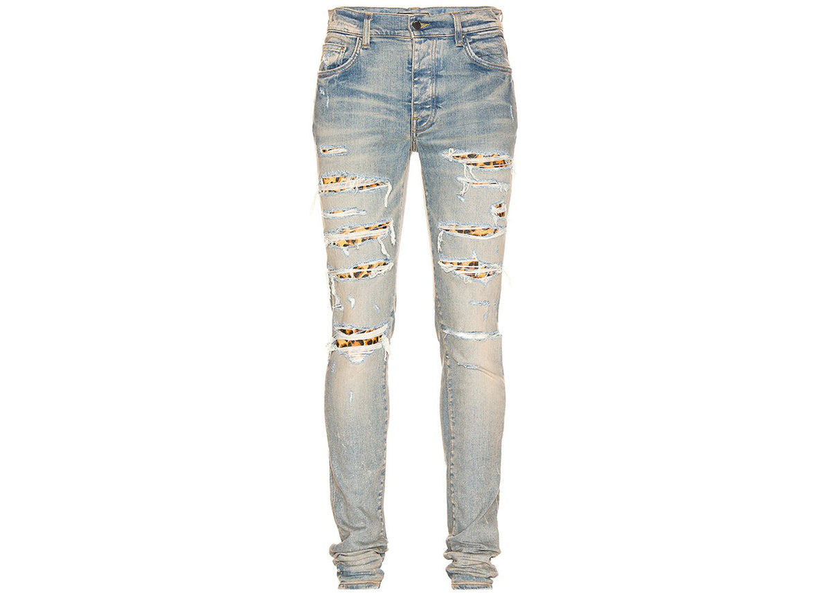 AMIRI Leopard Thrasher Skinny Fit Jeans Clay Indigo - Preowned