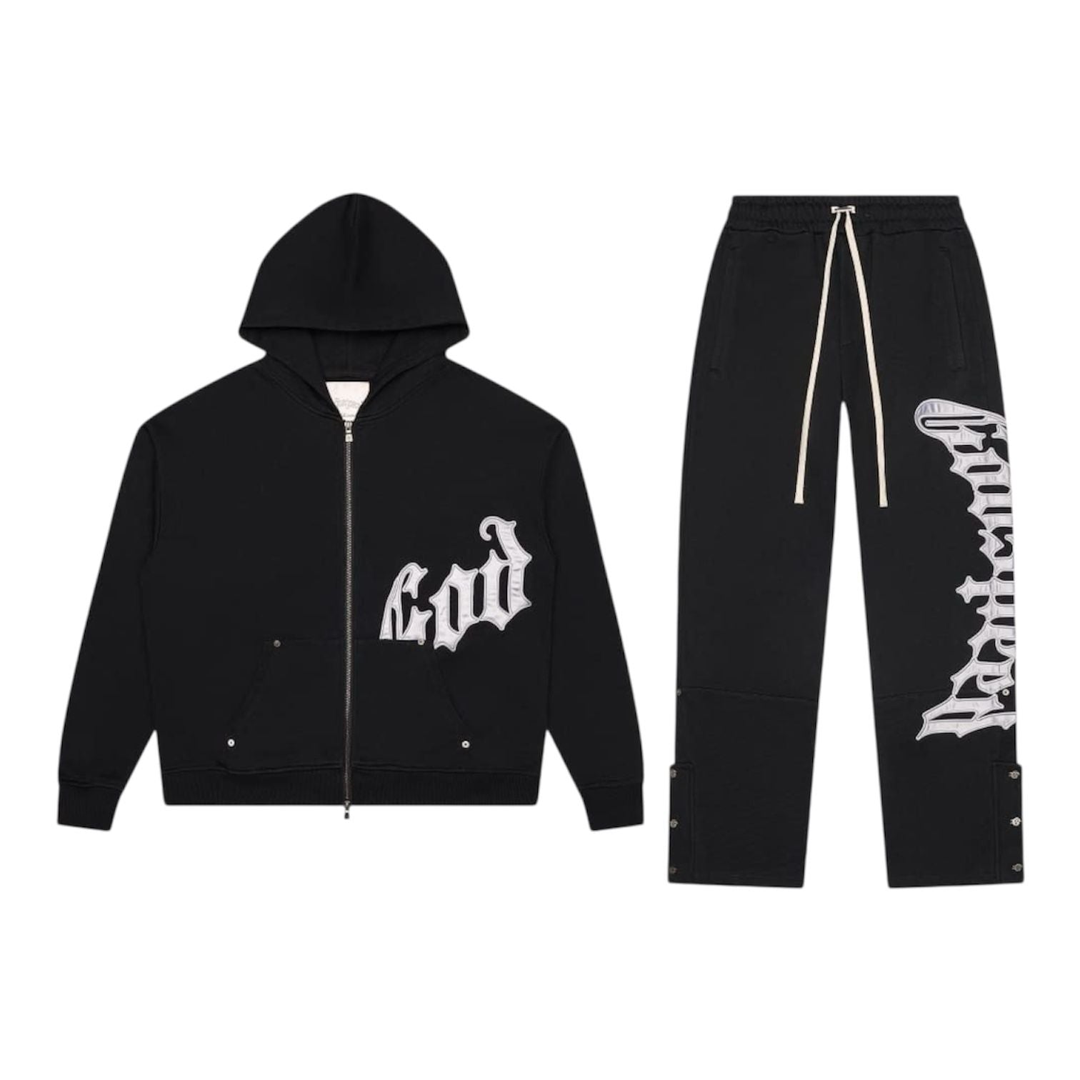 Godspeed OG Logo Sweatsuit V2 (Black/Silver Satin)