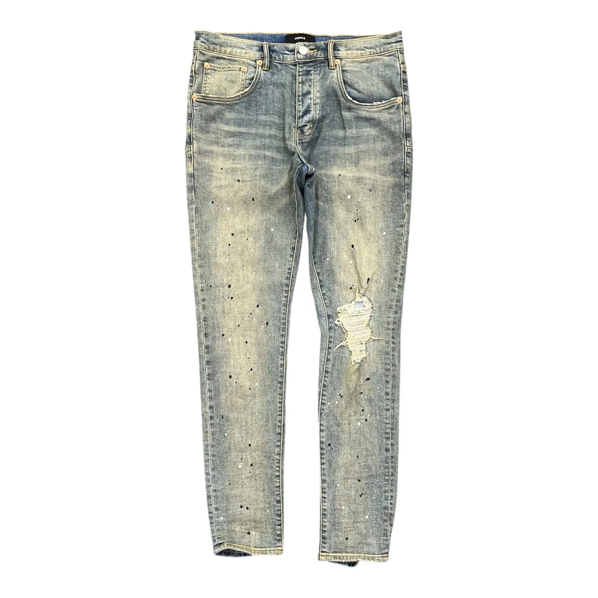 Purple Brand P.002 Paint Splatter Jean (Mid Indigo) - Preowned
