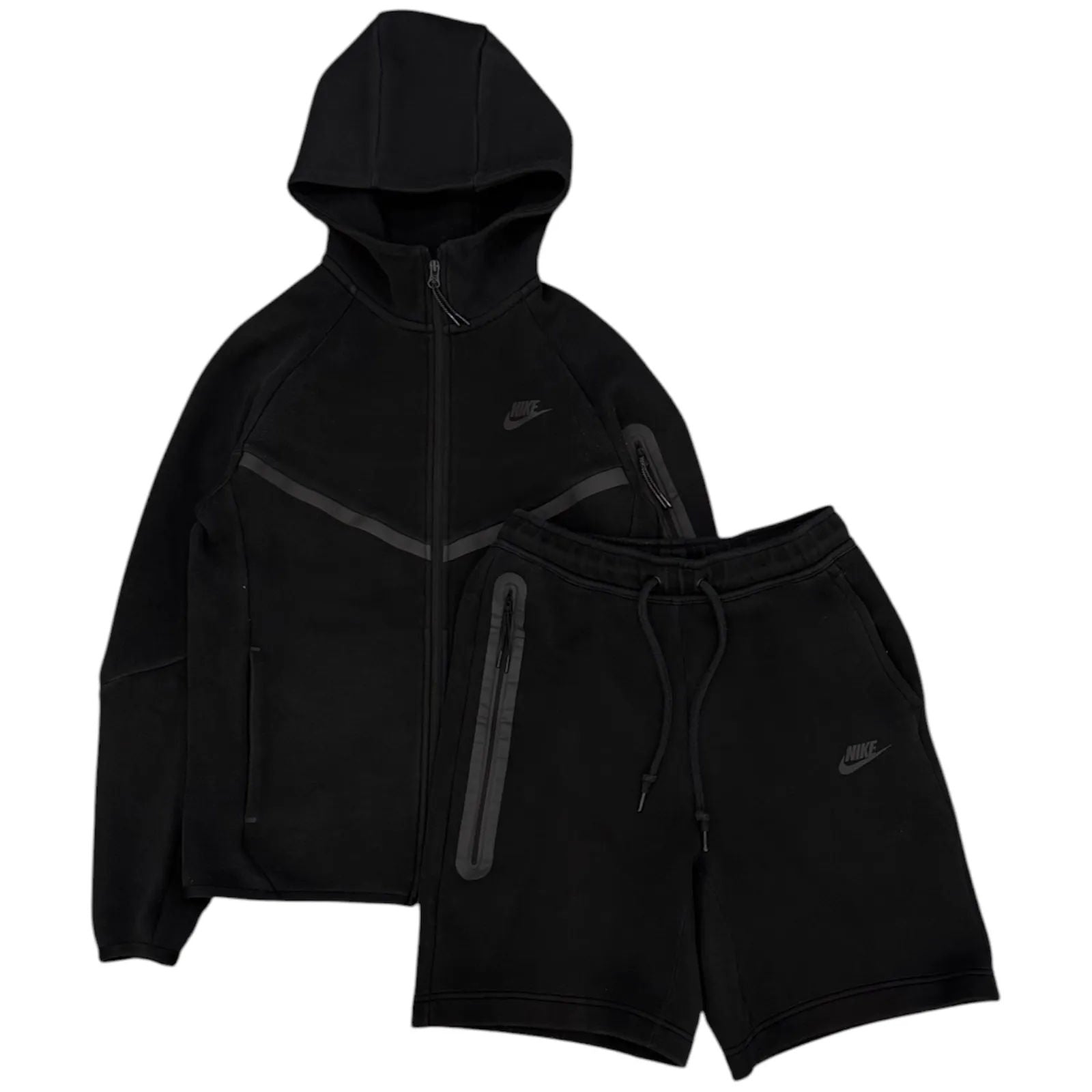 Nike Tech Hoodie & Shorts Set (Black) - Preowned