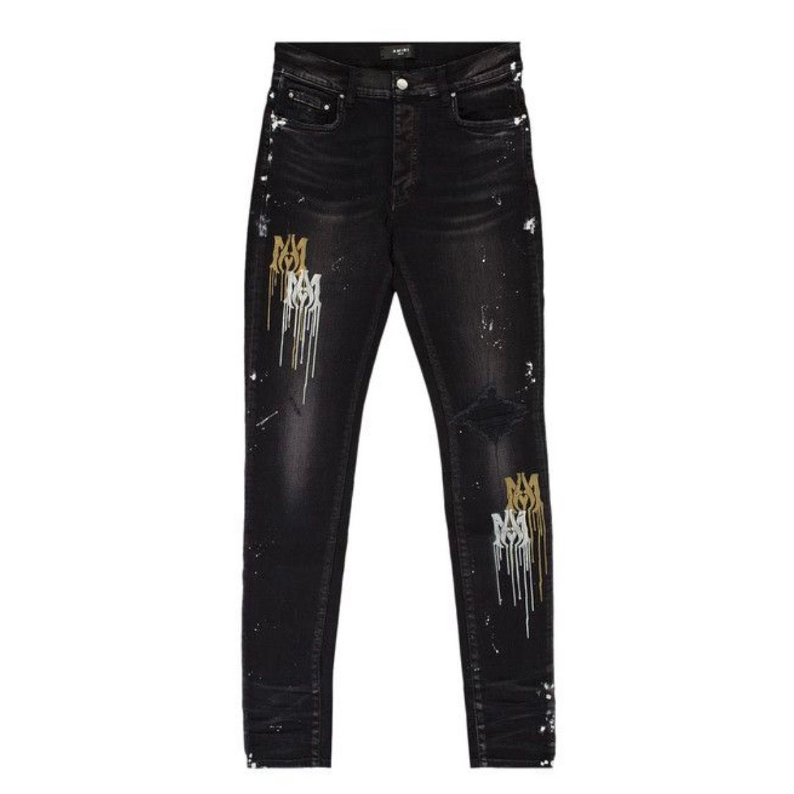 Amiri Paint Drip MA Logo Jeans (Aged Black)