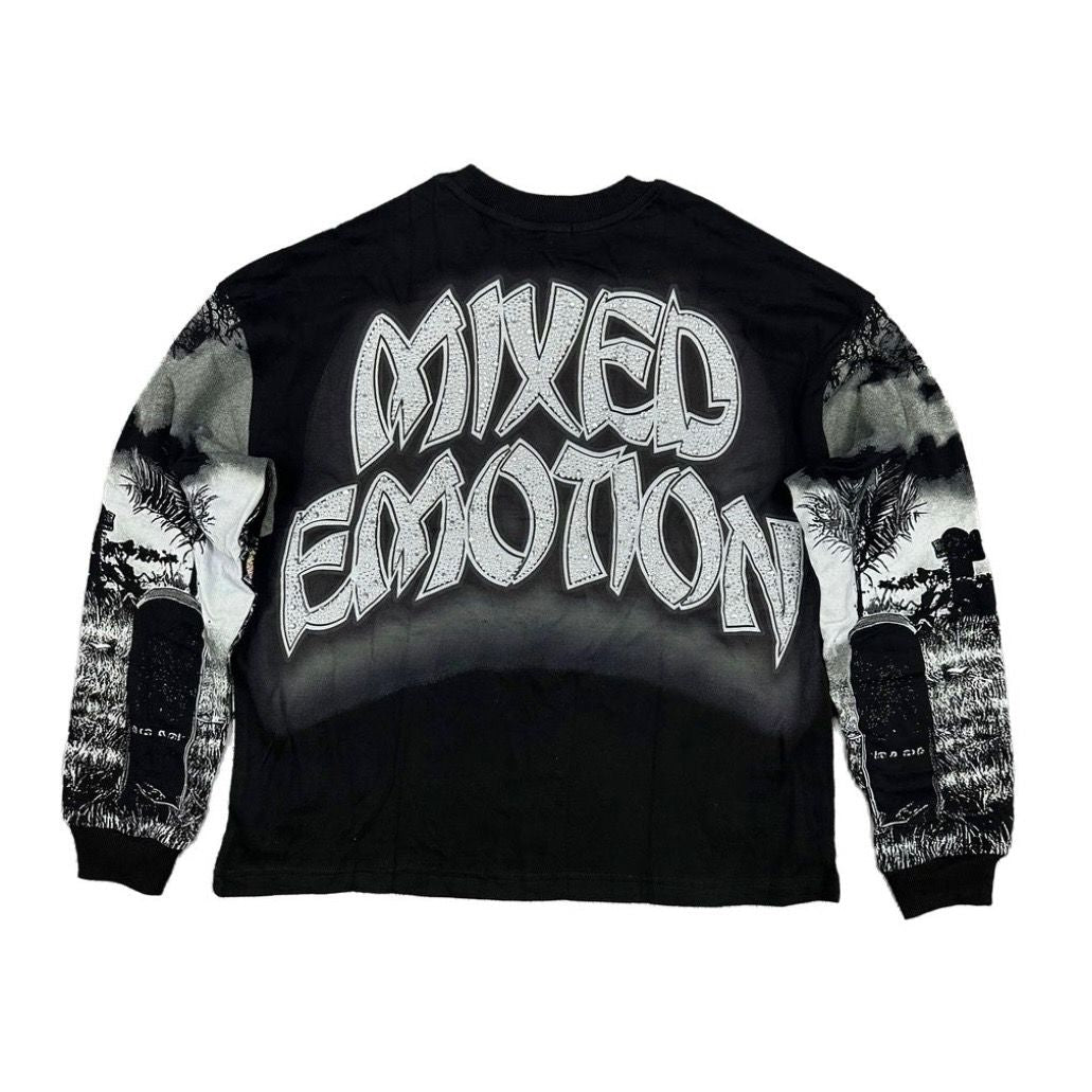 Mixed Emotion Tombstone Long Sleeve Tee (Black)