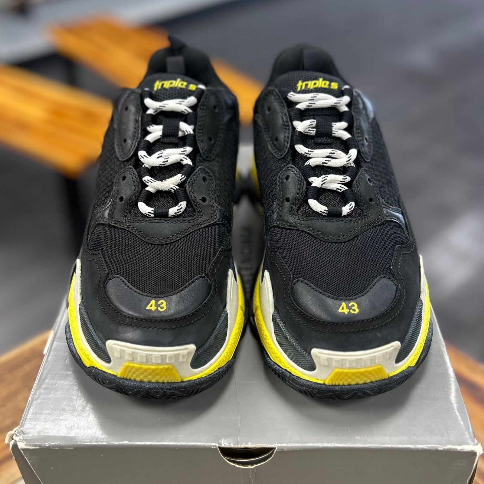 Balenciaga Triple S Black Yellow White - Preowned