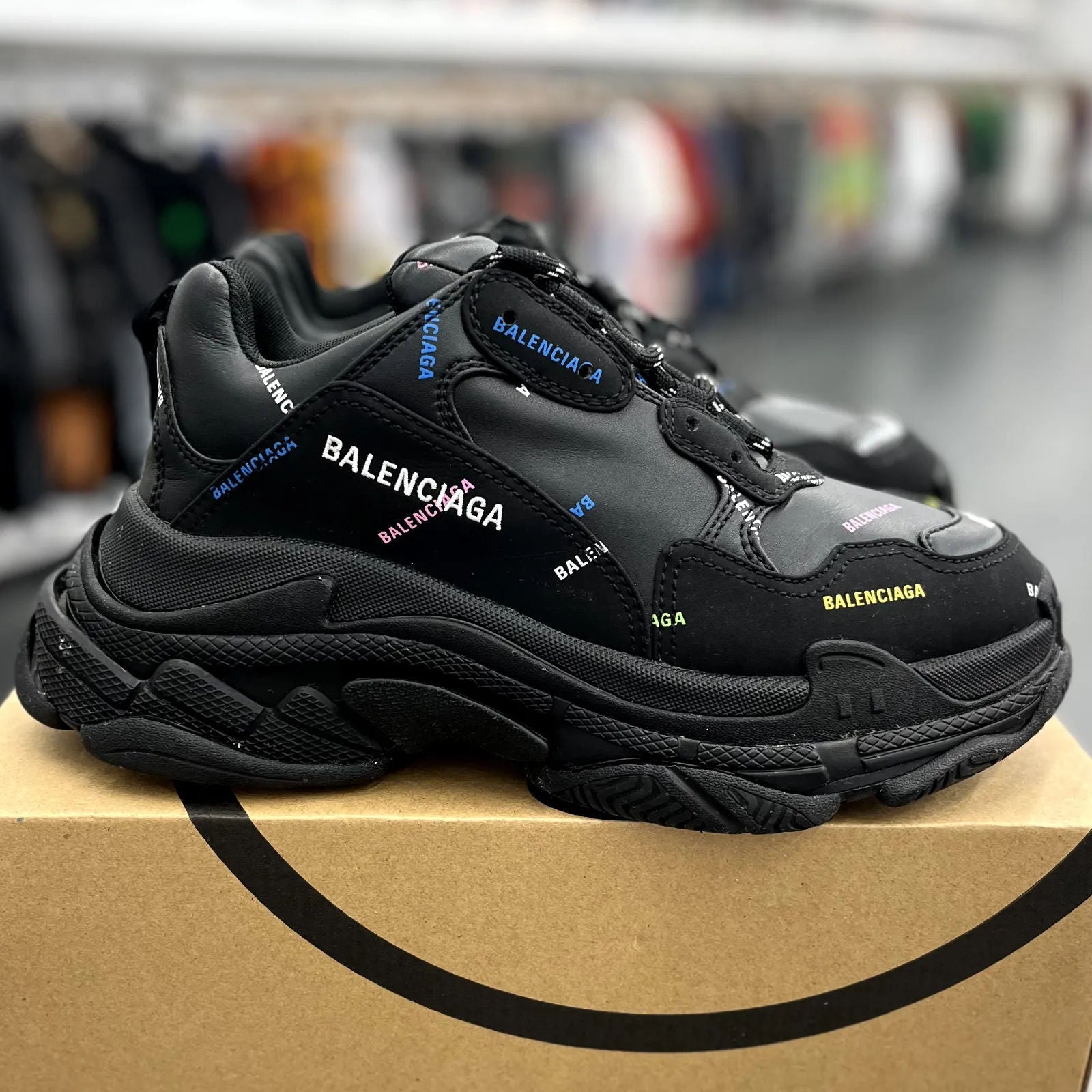 Balenciaga Triple S All Over Logo Print - Preowned