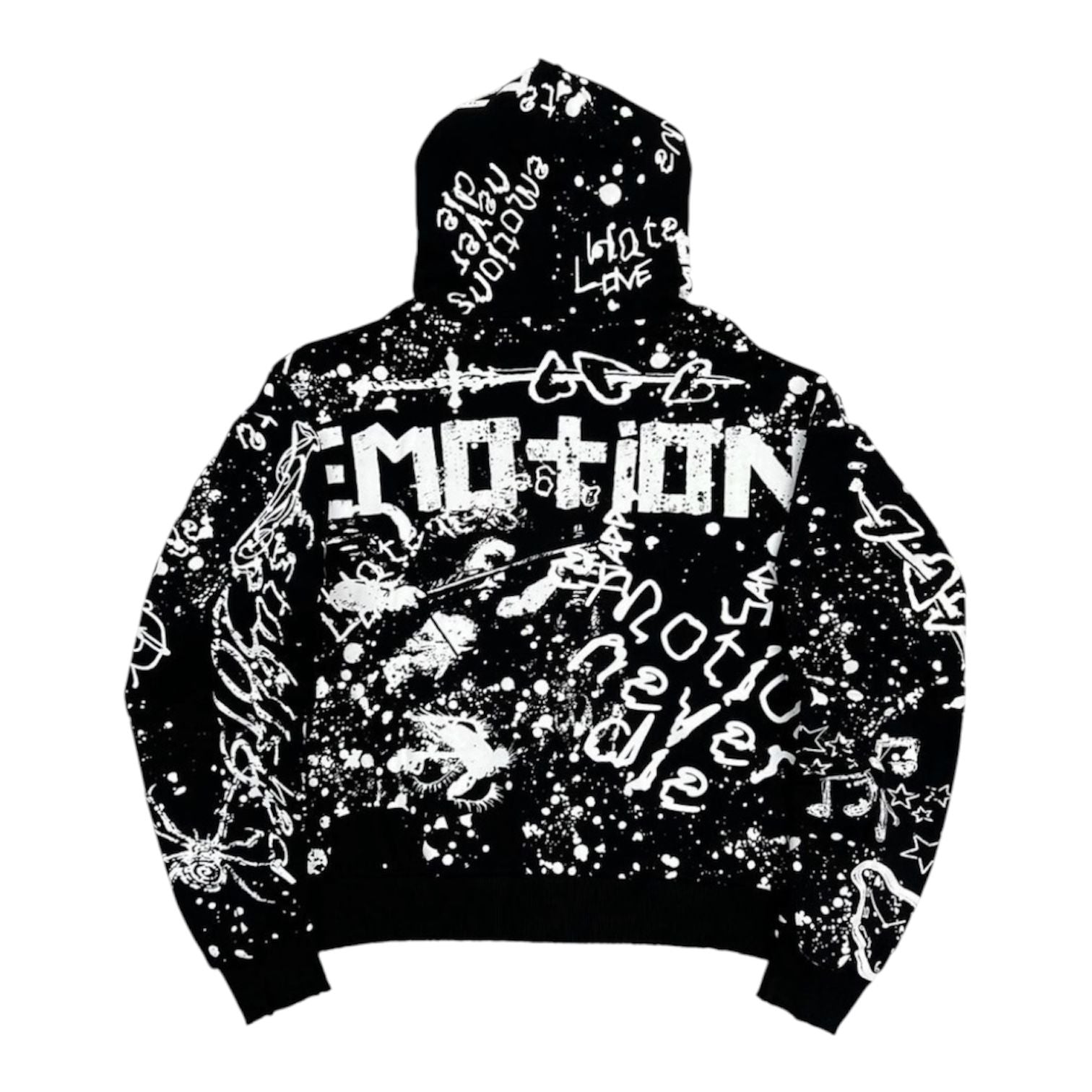 Mixed Emotion Graffiti Hoodie (Black) - Preowned