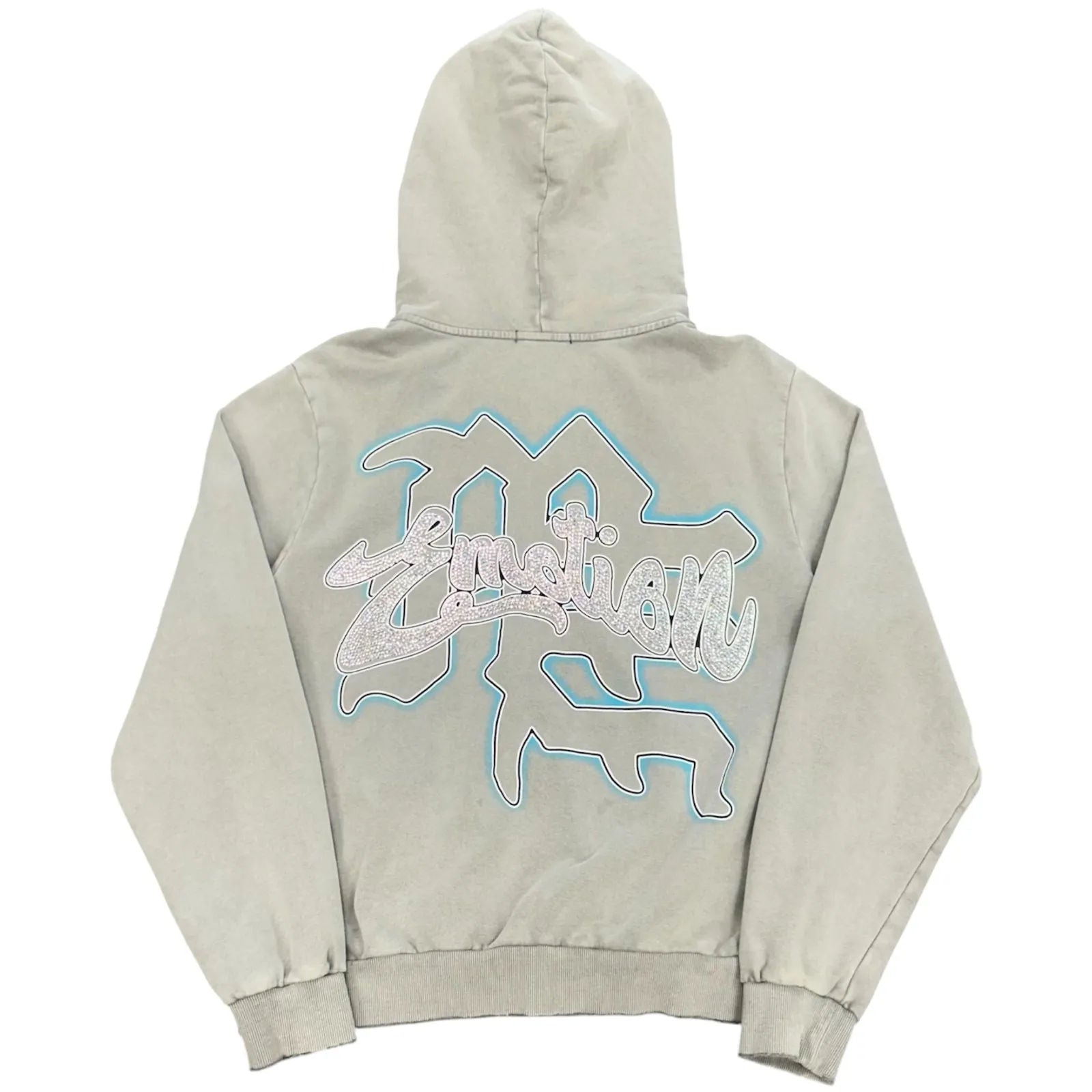 Mixed Emotion Rhinestone Hoodie (Grey) - Preowned
