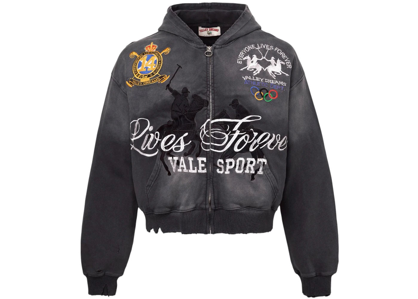 Vale Forever Blackrock Zip Up Hoodie Black