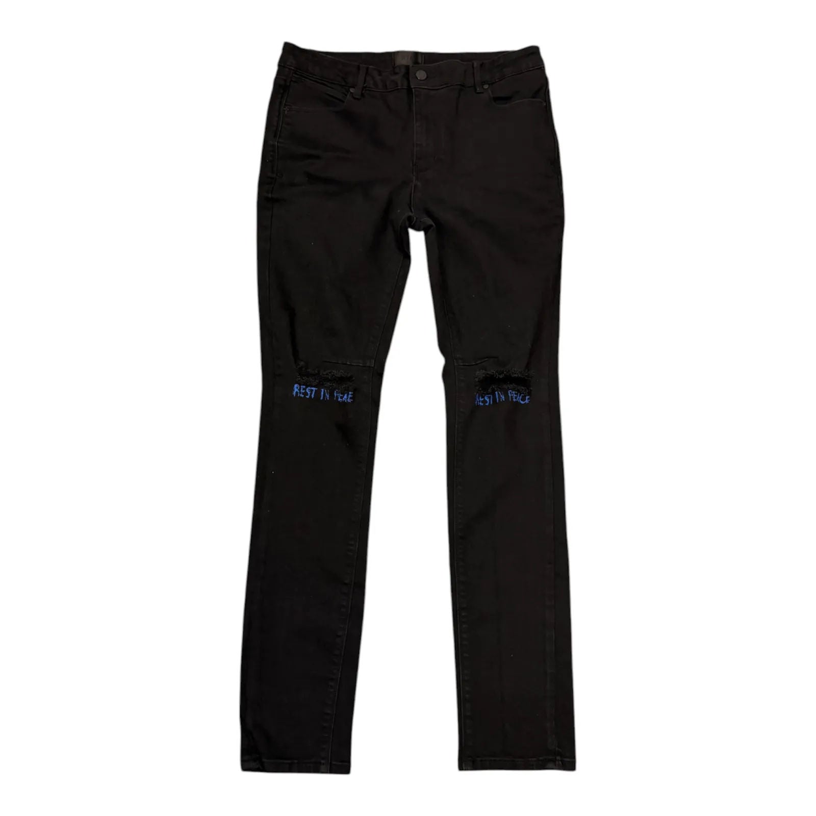 R.T.A Bryant Skinny Rest In Peace Jean (Black/Blue) - Preowned