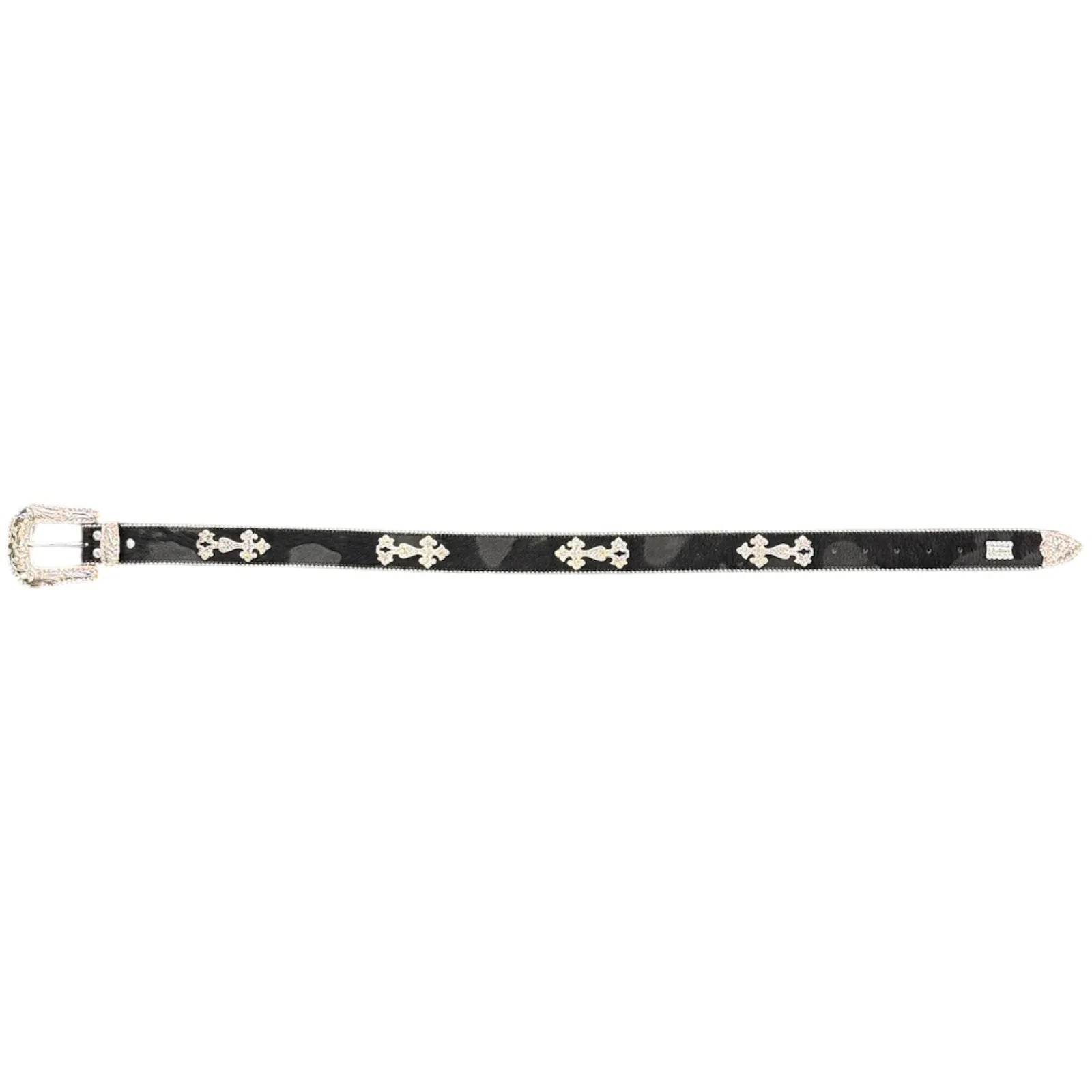 B.B. Simon Studded Fur Belt (Black) - Preowned
