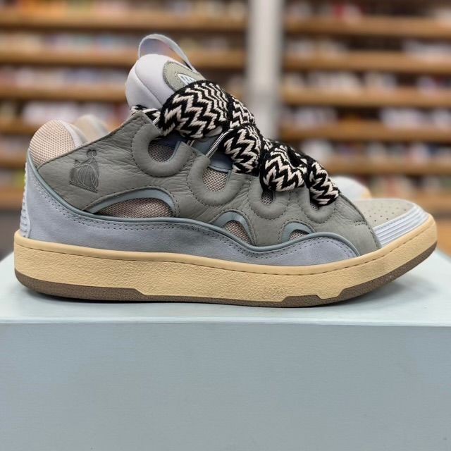 Lanvin Leather Curb Sneaker Pale Blue - Preowned
