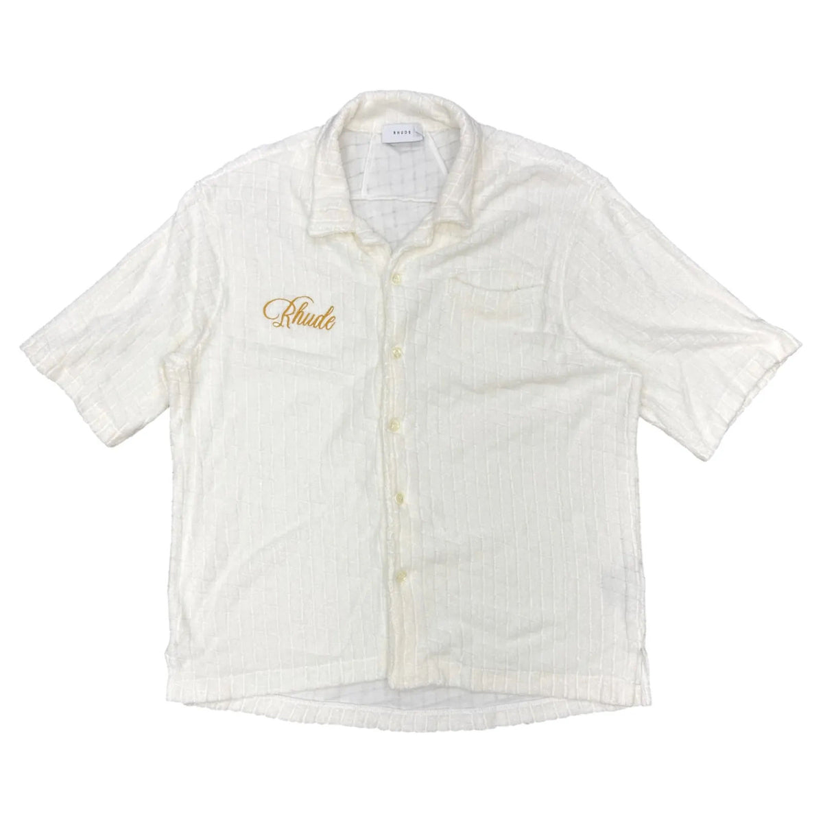 Rhude Loop Terry S/S Polo Shirt (Creme) - Preowned