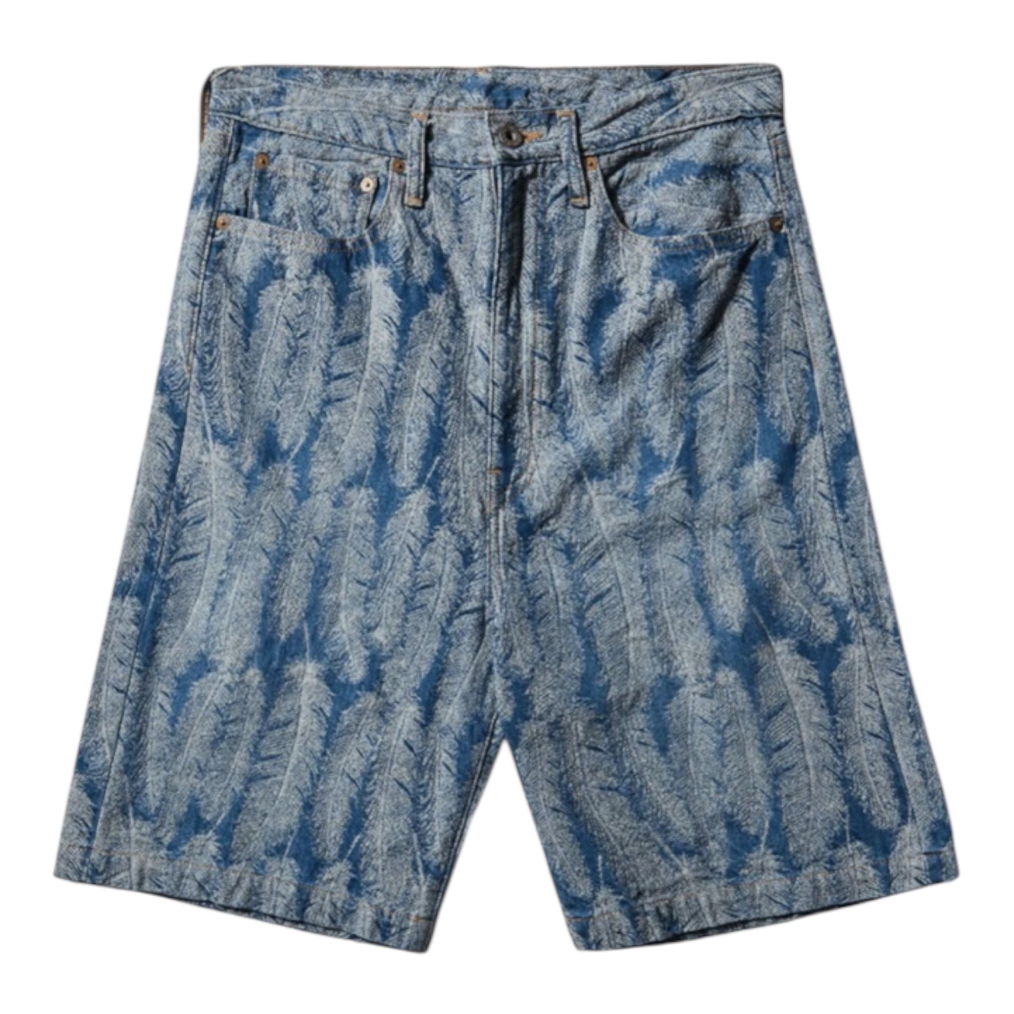 Kapital Indigo 12oz Magpie Feather Denim Shorts