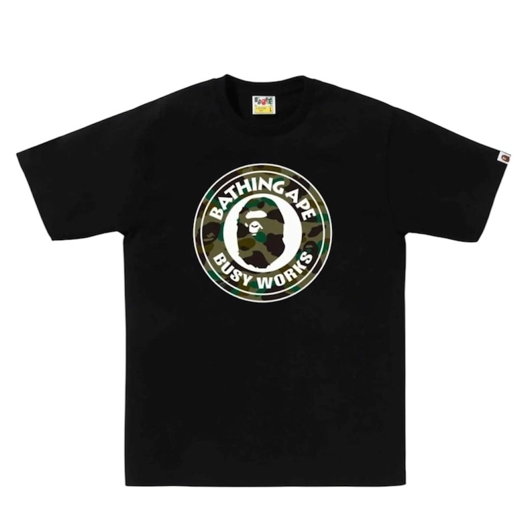 Bape 1st Camo Busy Works Tee (Black/Green)