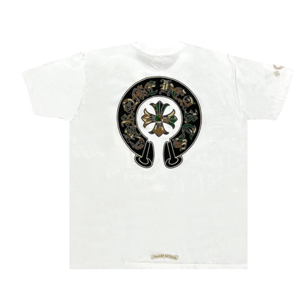 Chrome Hearts Triple Cross Horseshoe Logo Pocket Tee (White/Camo) - Preowned