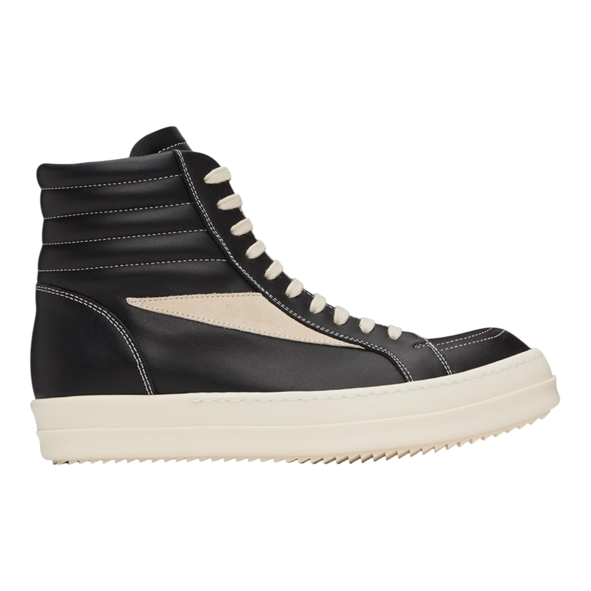 Rick Owen Vintage Leather High-Top Sneaker (Black/Milk)