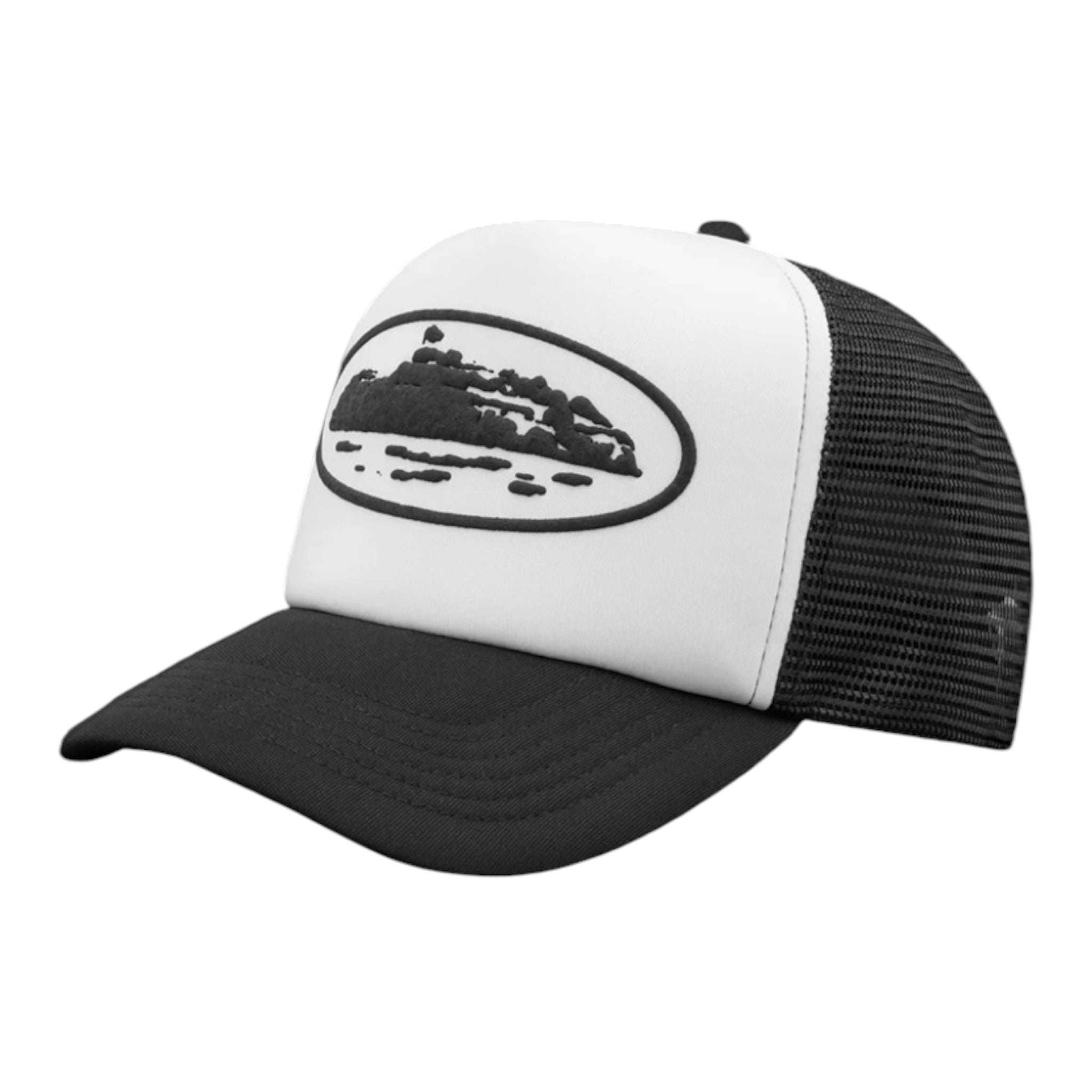 Corteiz Island Puff Print Trucker (White/Black)