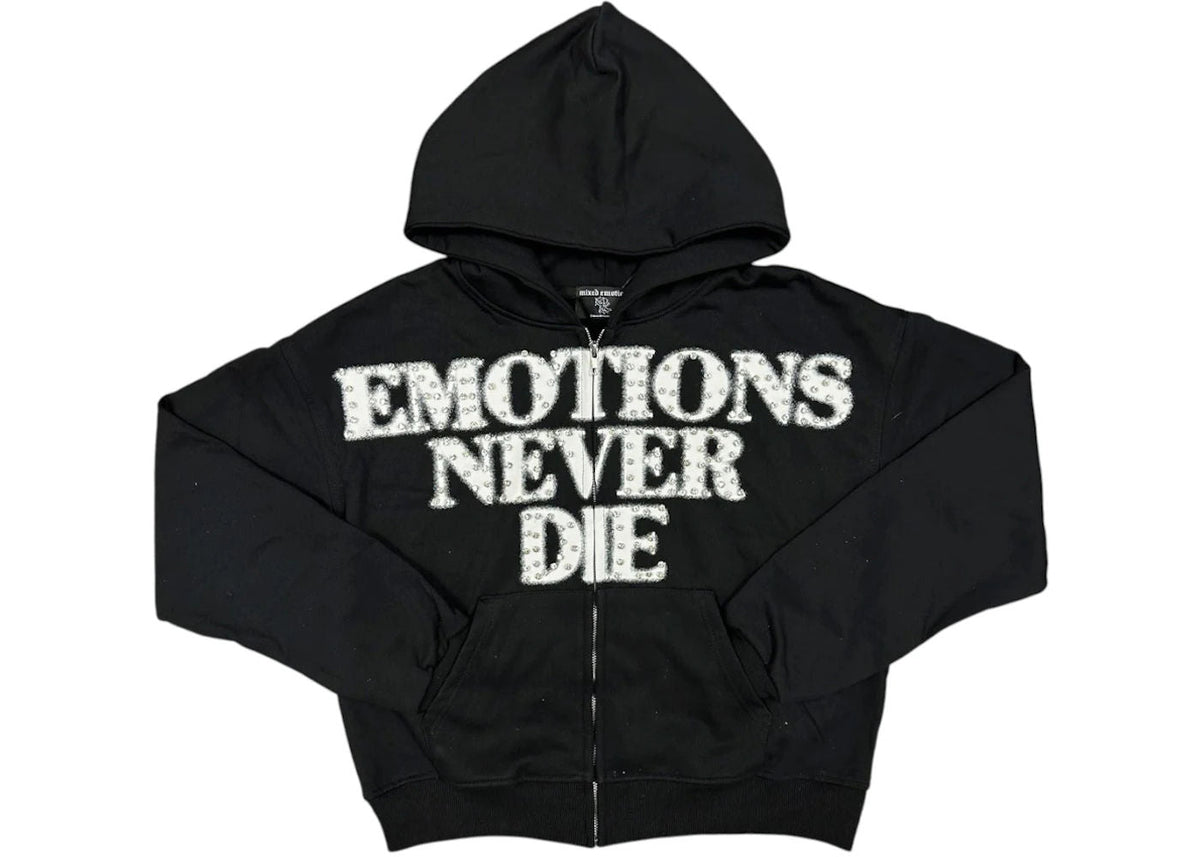 Mixed Emotions End Rhinestone Hoodie Black - Preowned