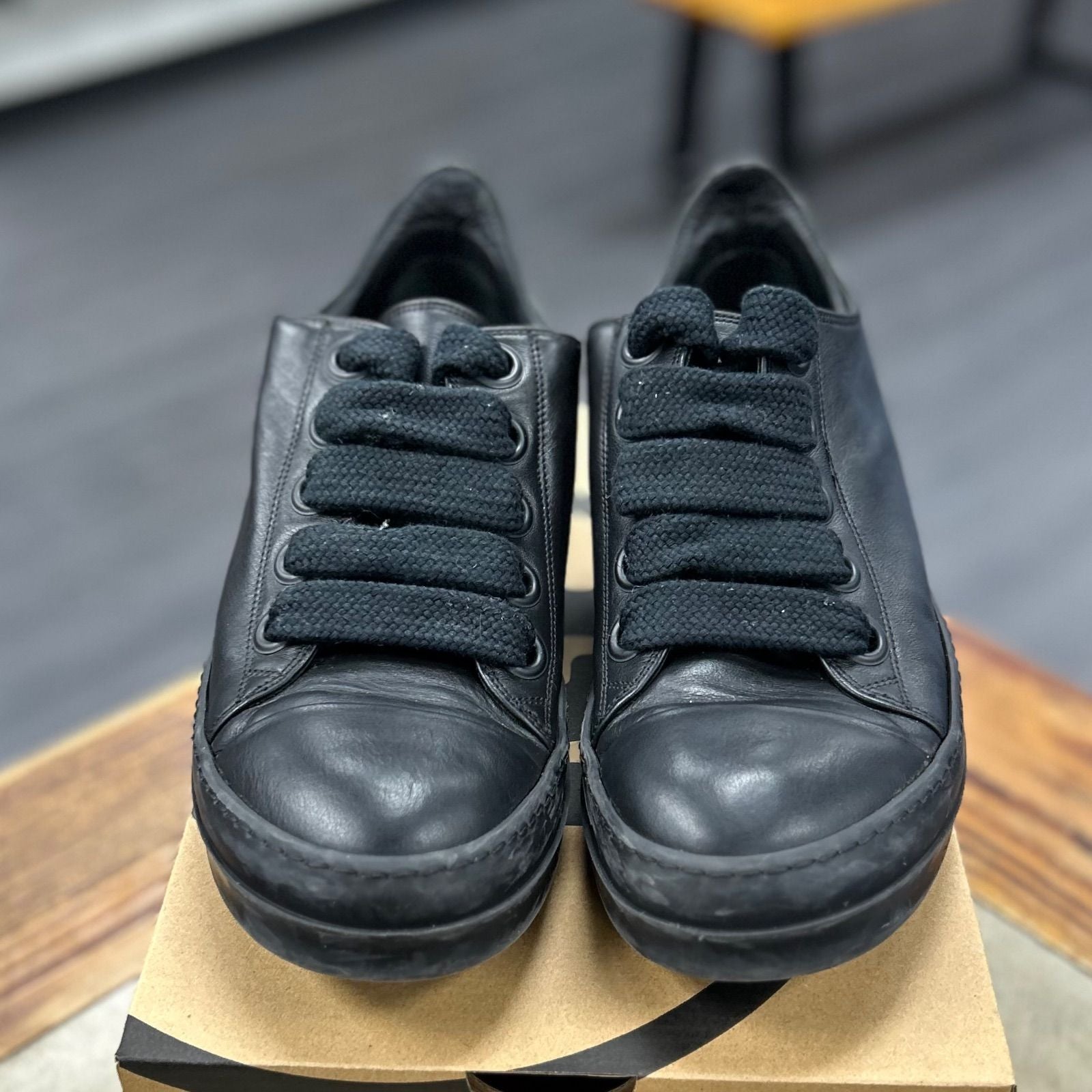Rick Owens Concordians Jumbo Laced Low All Black - Preowned