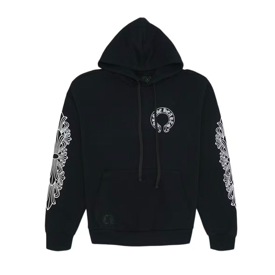 Chrome Hearts Horse Shoe Floral Hoodie Black - Preowned