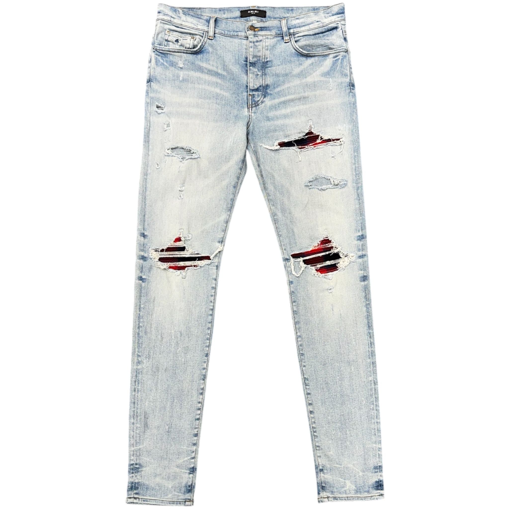 Amiri MX1 Red Flannel Patch Jean (Clay Indigo) - Preowned