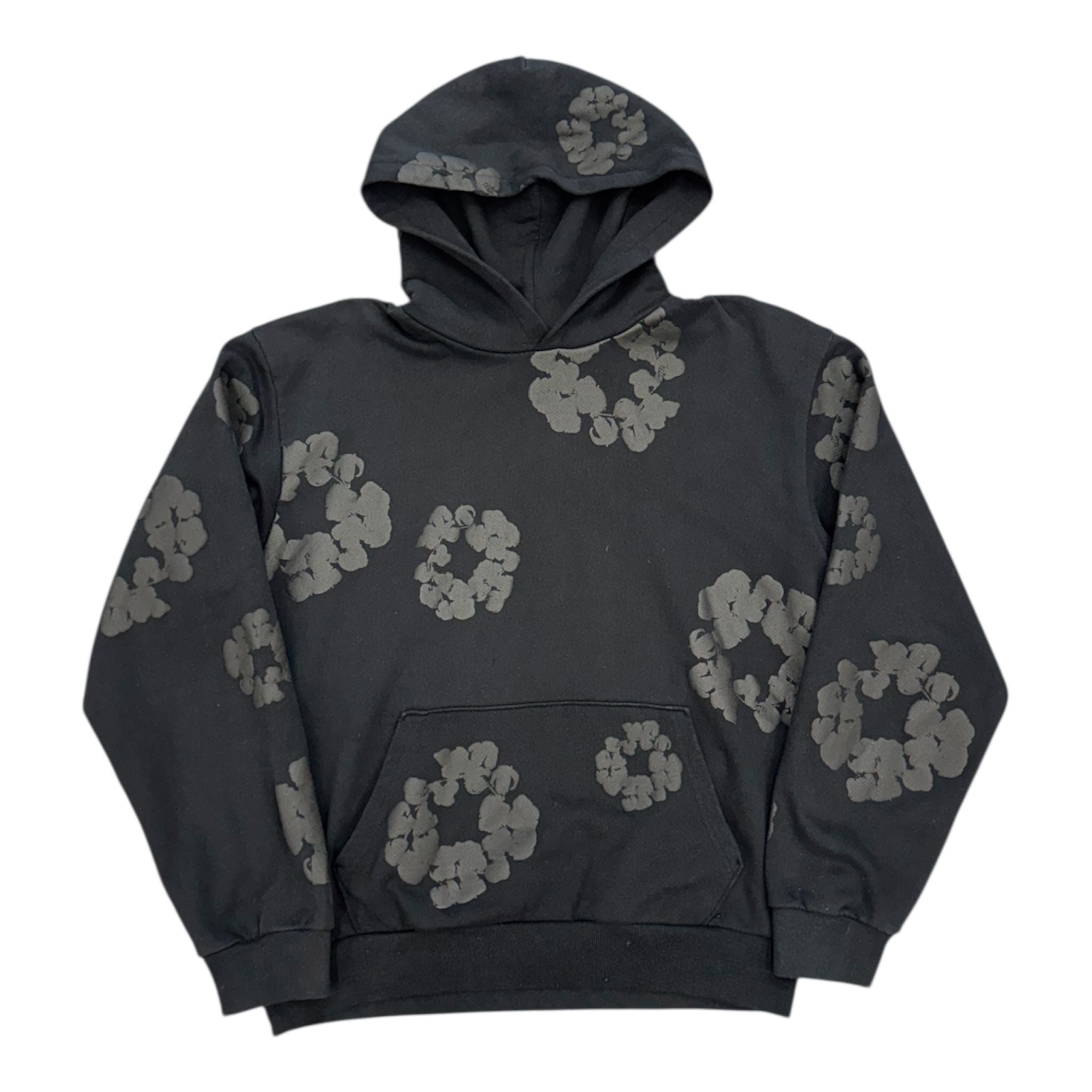 Denim Tears Cotton Wreath Hoodie Black Monochrome - Preowned