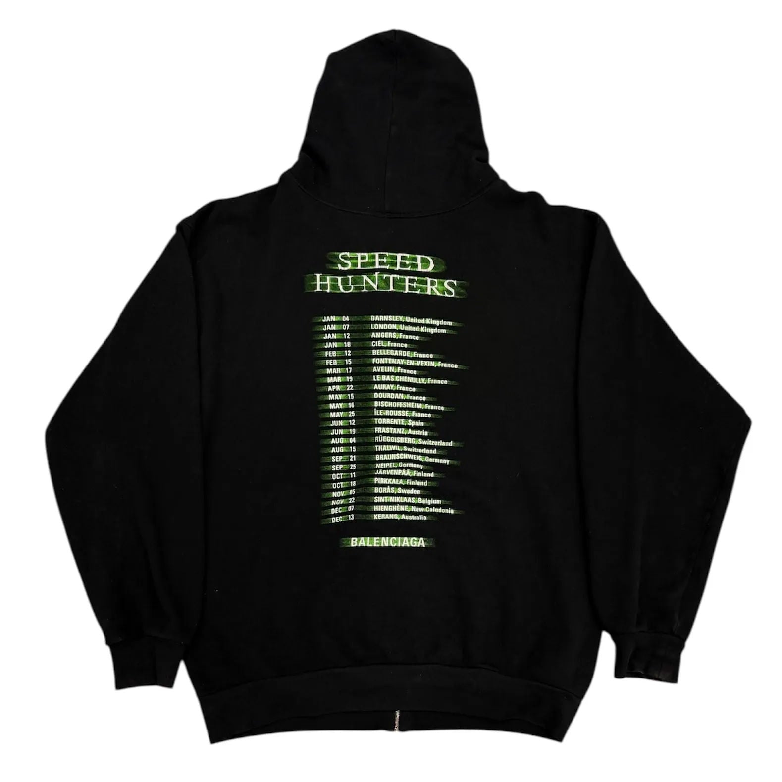 Balencaiga Speedhunters Oversized Zip Up Hoodie (Black) - Preowned