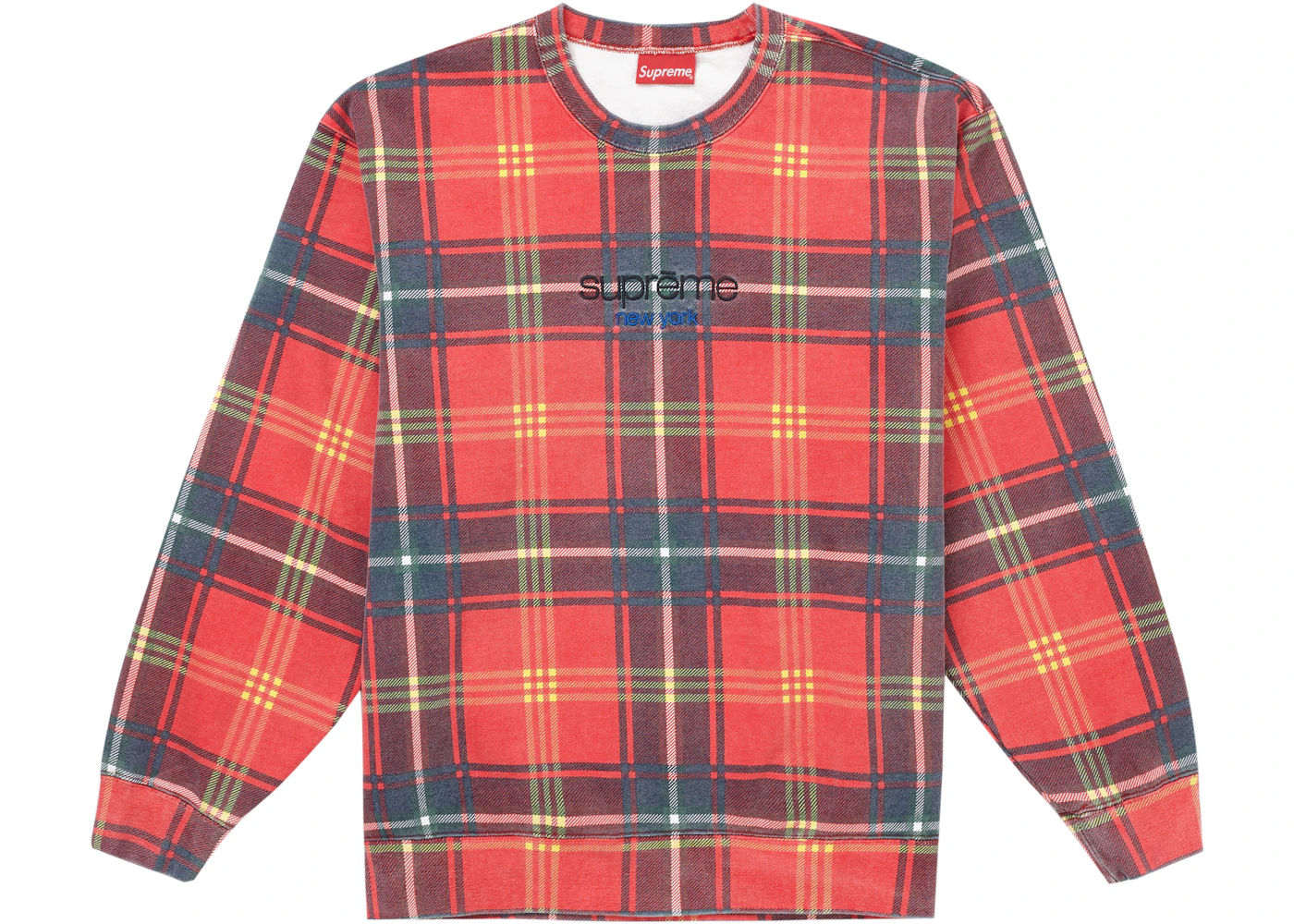 Supreme Plaid Crewneck Red