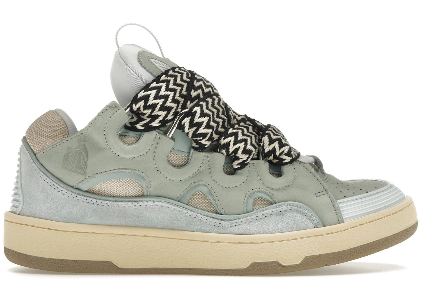 Lanvin Leather Low Curb Sneaker Pale Blue - Preowned