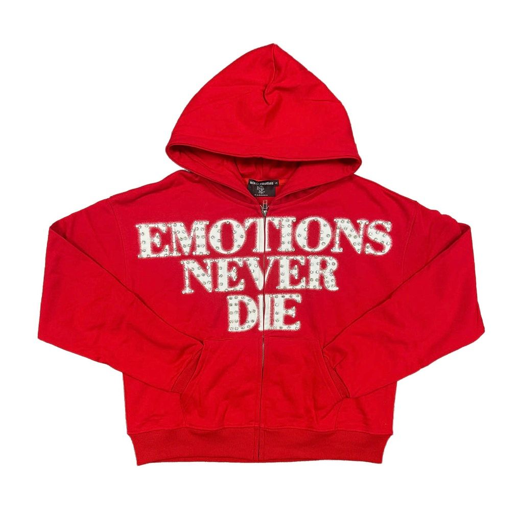 Mixed Emotion End Rhinestone Hoodie (Red)