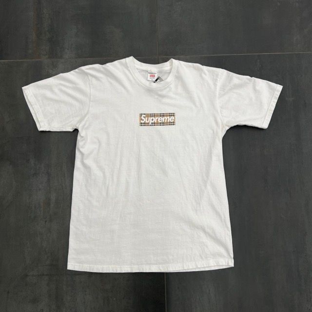 Supreme Burberry Box Logo Tee White - Preowned