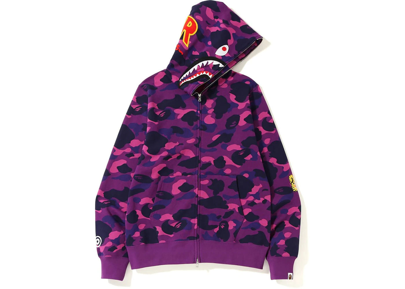BAPE Color Camo 2nd Shark Full Zip Hoodie Purple - Preowned