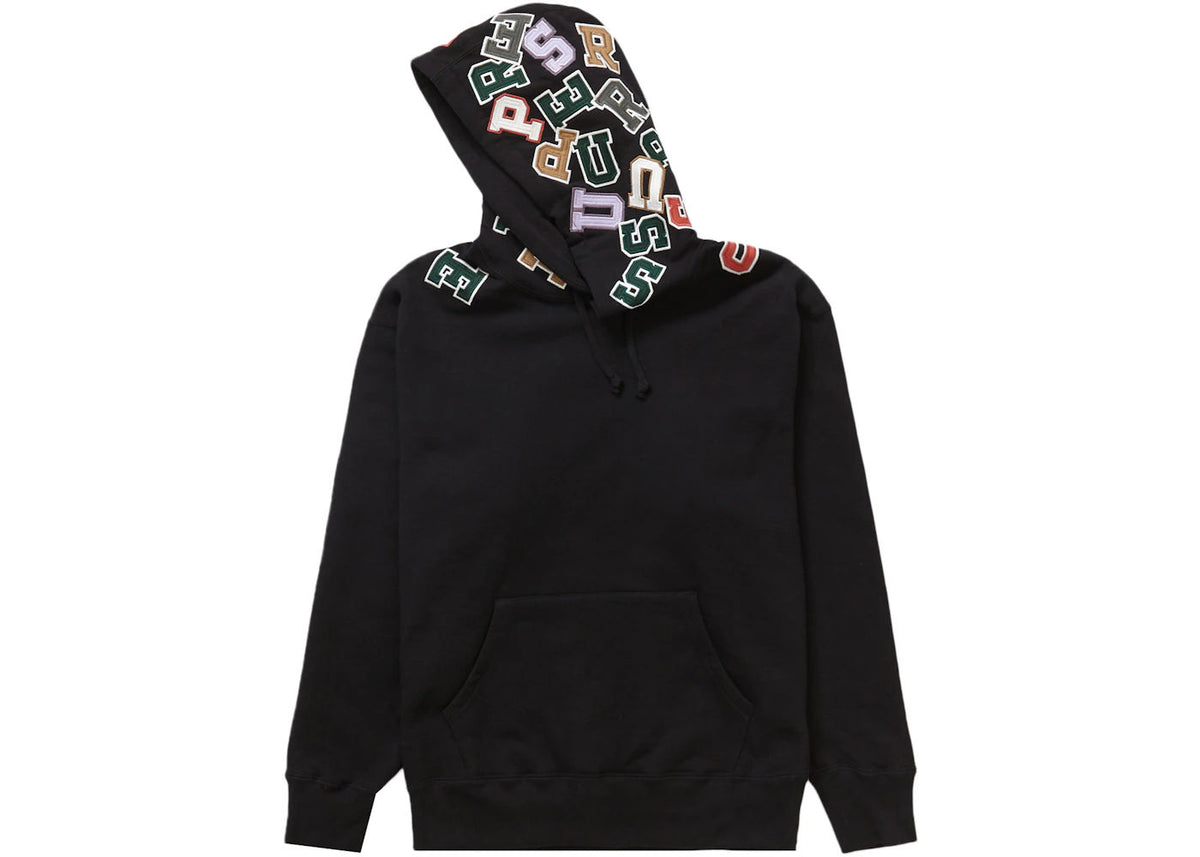 Supreme Scattered Appliqué Hooded Sweatshirt Black - Preowned