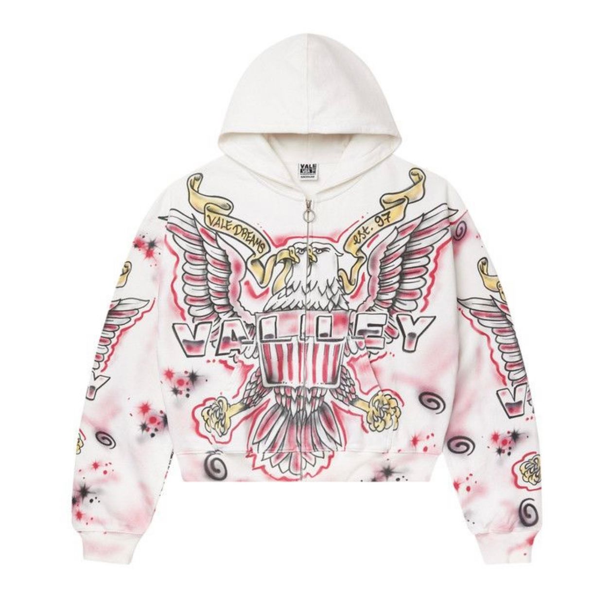 Vale Forever Flag Zip Up Hoodie (White/Pink)