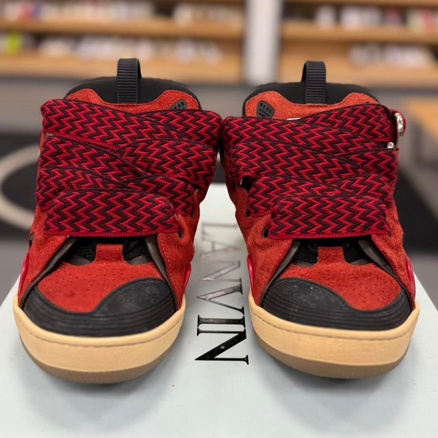 Lanvin Curb Leather Sneaker (Red/Black) - Preowned