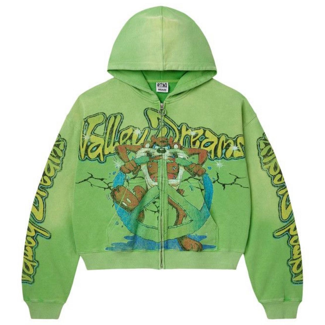 Vale Forever Taz Zip Up Hoodie (Lime) - Preowned