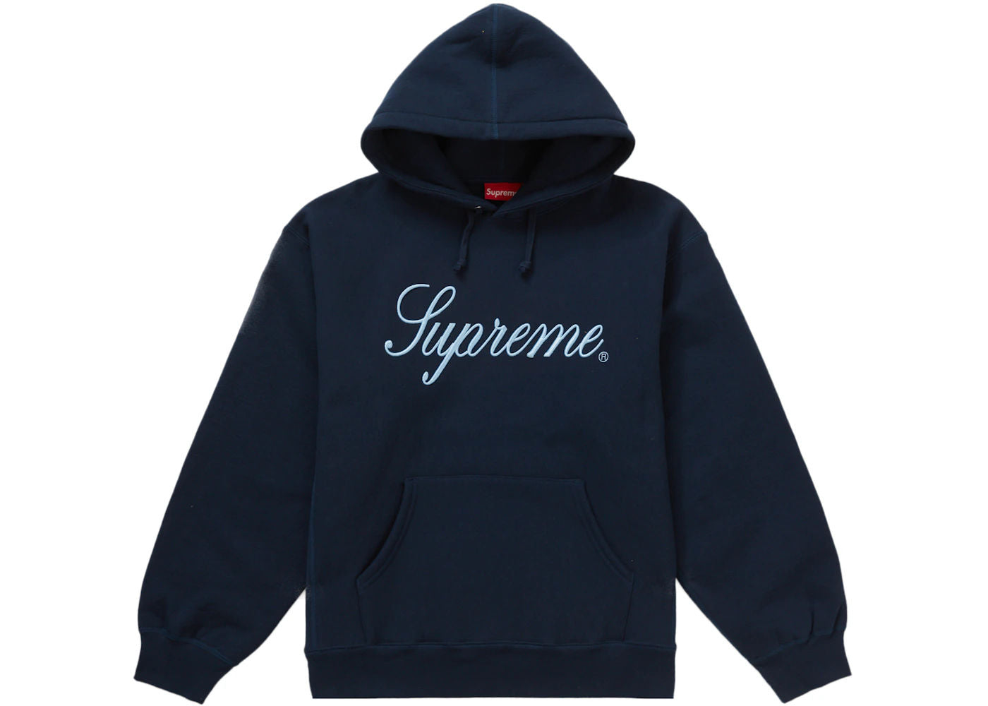 Supreme Raised Script Hooded Sweatshirt Navy - Preowned