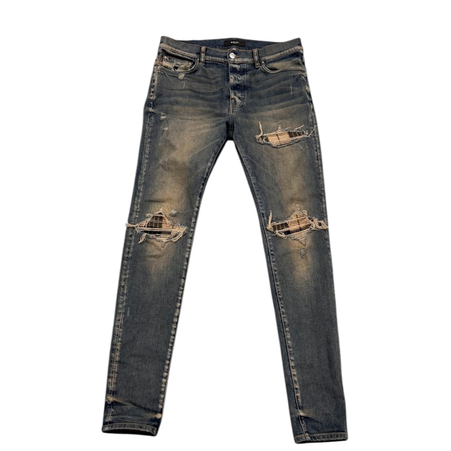 Amiri Dark Indigo Plaid Patch MX1 Jeans (Washed) - Preowned