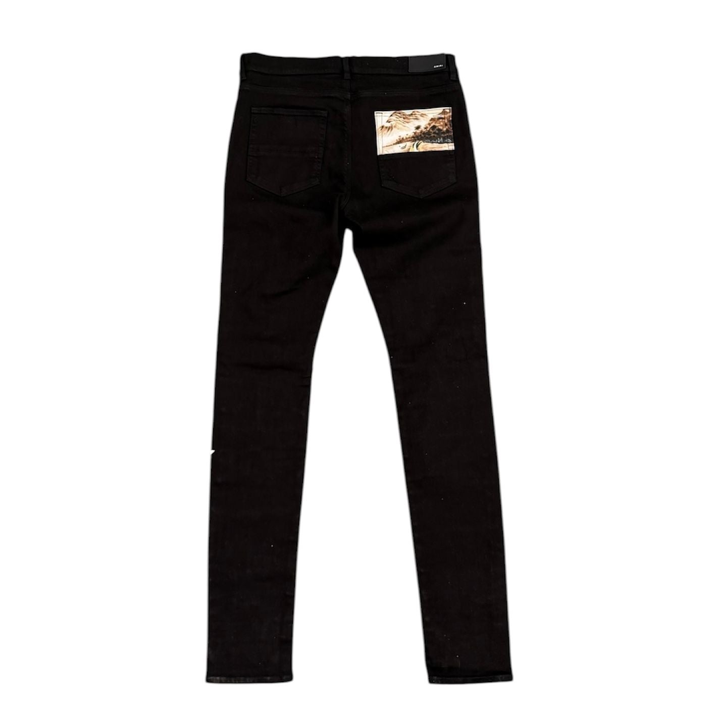 AMIRI Hawaiian Star Art Patch Skinny Jeans Black - Preowned