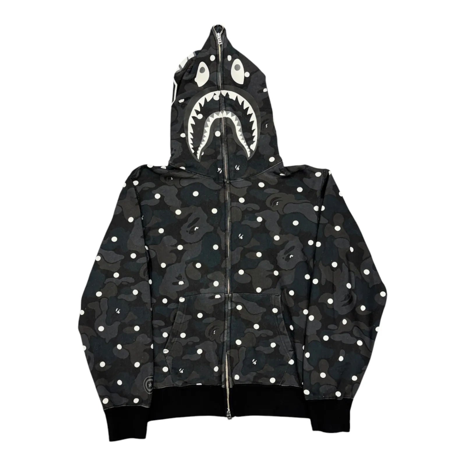 BAPE ABC Dot Shark Full Zip Hoodie Black - Preowned