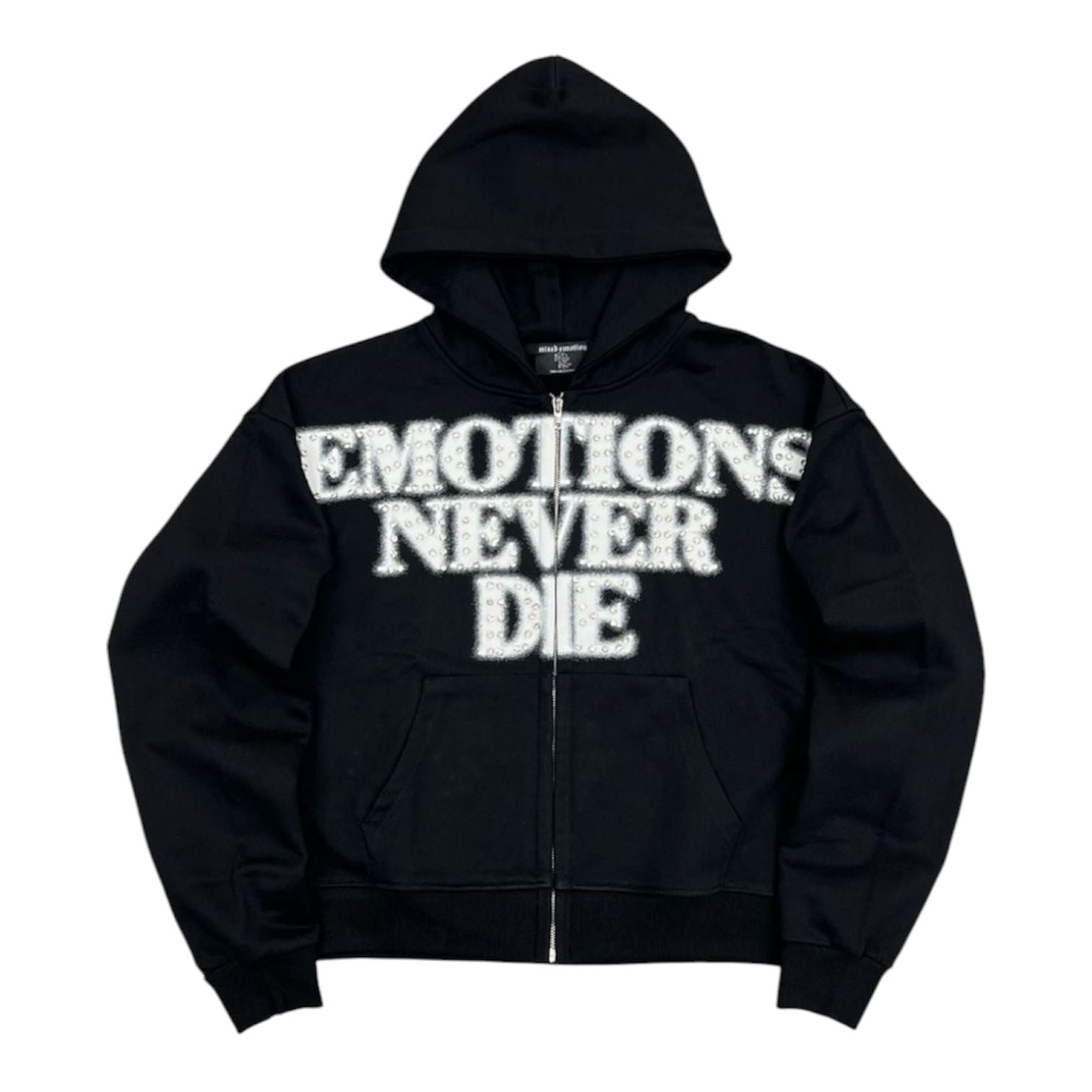 Mixed Emotion End Rhinetone Hoodie (Black)